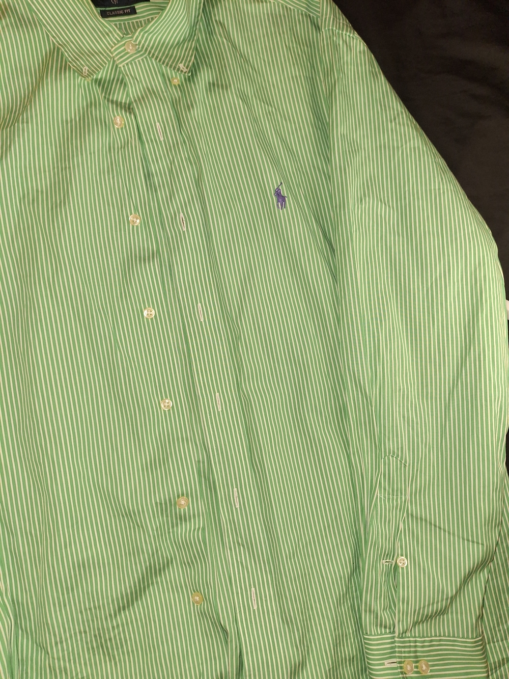 Ralph Lauren Men’s Green Striped Button-Down Shirt - Picture 4 of 5